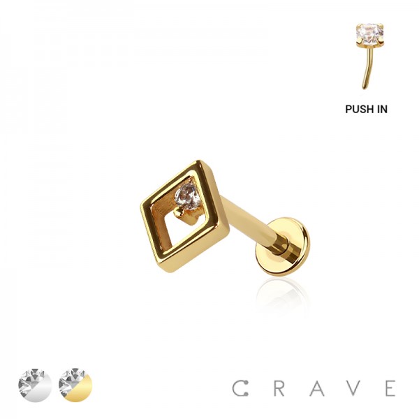 MULTI CZ CZ RHOMBUS THREADLESS (PUSH IN) 316L SURGICAL STEEL LABRET SET